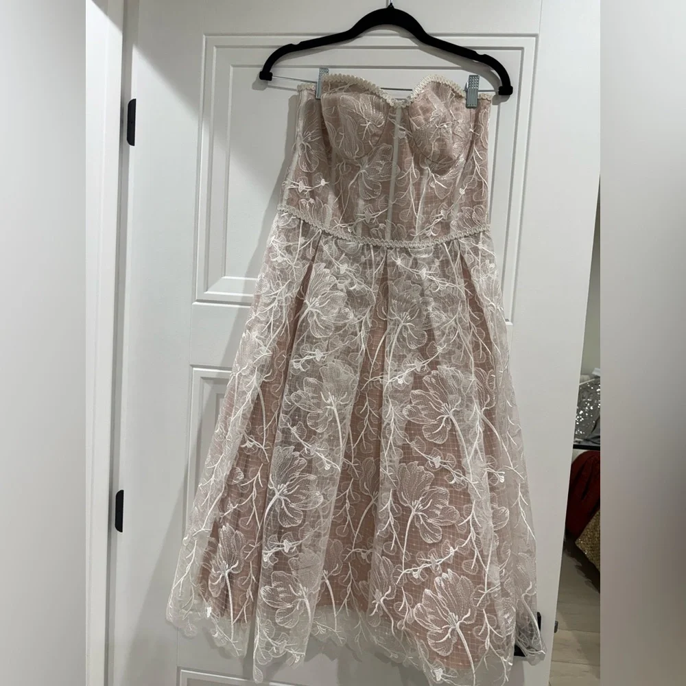 NADINE MERABI OLIVIA DRESS WHITE LACE - Picture 1 of 3